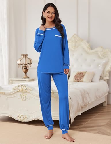 Image of Ekouaer Pajamas Set for Women Soft Comfy Pjs Sets Long Sleeve Sleepwear Loungewear S-XXL