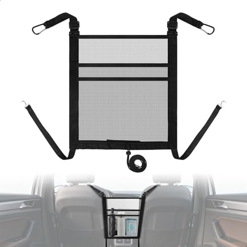 Filet Voiture pour Chien, Grille Chien Voiture avec 4 Crochets, Réglable Filet Chien Voiture, Organisateur de Maille à 2 Couches, Universel Grille Voiture...
