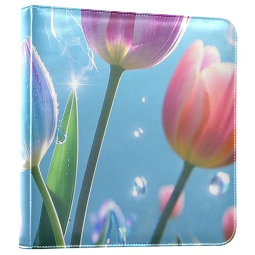 Photo Album 4x6, 5x7,6x8,Artificial Leather Photo Albums with 20 Detachable Sheets Tulips Pattern for Family Wedding,Multi 28