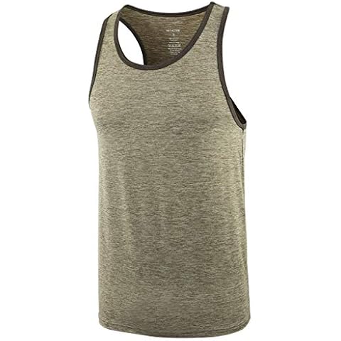 HETHCODE Men's Quick Dry Workout Muscle Gym Fitness Active Sports Tank Tops Sleeveless Shirts Asparagus Army/Military S Cover