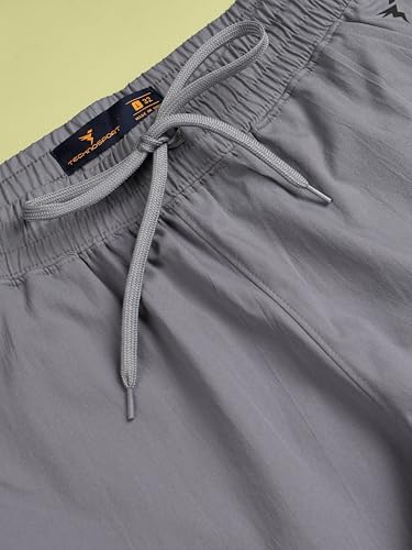 Image of TECHNOSPORT Men's Regular Fit Mid Rise Polyester Solid Cargos for Activewear, Regular Use and Quick Dry