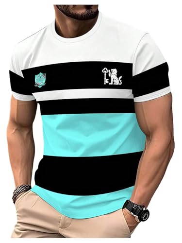 Image of RoseSeek Men's Color Block Short Sleeve Tee Shirts Casual Crewneck T Shirt Trendy Summer Tops