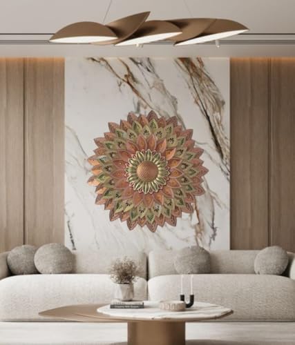 Image of SETHI AESTHETIC Metal Flower Wall Decor - Metal Wall Decor, Flower Wall Art, Decor item, Size 54X54 CM (Metallic Designer Brown)