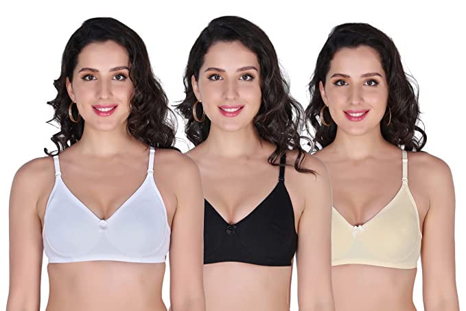 sctc 100% Cotton Girls/Women's Everyday Wire Free (Non Wire) Non Padded B-Cup Seemless | T-Shirt | Full Coverage Bra Combo Pack of 3 PC Color::-picture-34