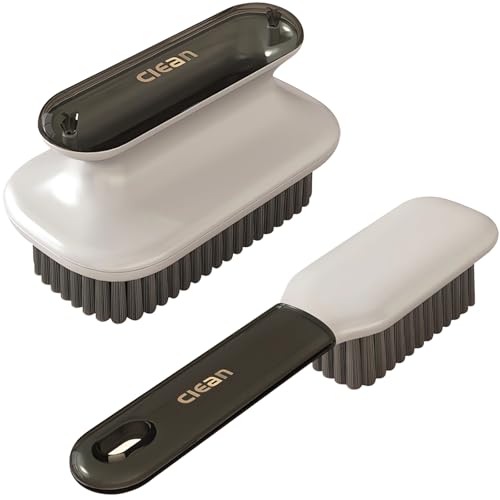 Selaurel Laundry Stain Brush Household Scrub Brush Laundry Brush for Stain Removal,Soft Bristle Brush 2 Pack Stain Brush for Clothes Scrubbing Bathroom Cleaning Brush,Easy to Hold