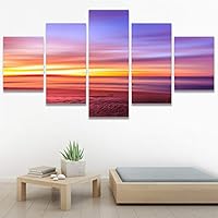 SIGNWIN 5 Panel Canvas Wall Art Skyline Sunset for Home Decorations Ready to Hang - 60