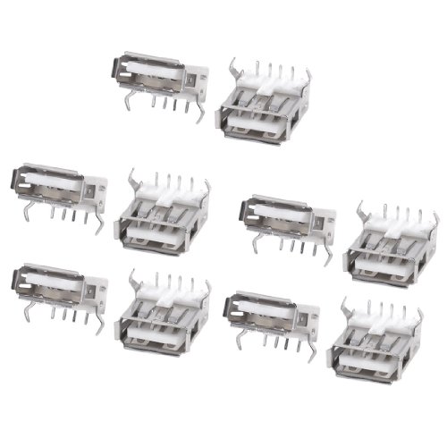 uxcell® USB Type A Standard Port Female Solder Soldering Jacks Connector 10pcs Silver Tone