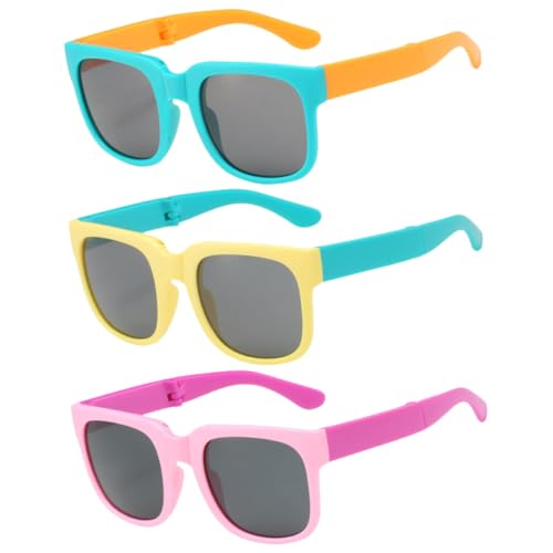 NOLITOY Boys Girls Sunglasses 3 Pairs Polarized Folding Boys and Girls Sunglasses/pc Material Beach Party