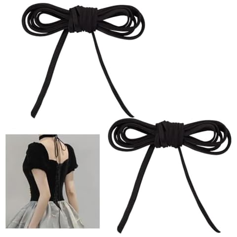 AHANDMAKER 2 Bundle 78.7 Inches Women's Tie Back for Wedding Bridal Gown, 0.2 Inch Black Adjustable Lace up Dress Cord Back Corset Ribbon Replacement, Lacing Cord for Zipper Replacement or Buttons Cover