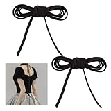 AHANDMAKER 2 Bundle 78.7 Inches Women's Tie Back for Wedding Bridal Gown, 0.2 Inch Black Adjustable Lace up Dress Cord Back Corset Ribbon Replacement, Lacing Cord for Zipper Replacement or Buttons