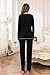 Litherday Pijama Mujer Invierno Algodón 2 Piezas Conjunto Ropa de Dormir Suave con Cuello en V Pantalón Largo y Bolsillos Pijama Cómodo para Casa Relax Negro M Imagen de Litherday Pijama Mujer Invierno Algodón 2 Piezas Conjunto Ropa de Dormir Suave con Cuello en V Pantalón Largo y Bolsillos Pijama Cómodo para Casa Relax Negro M