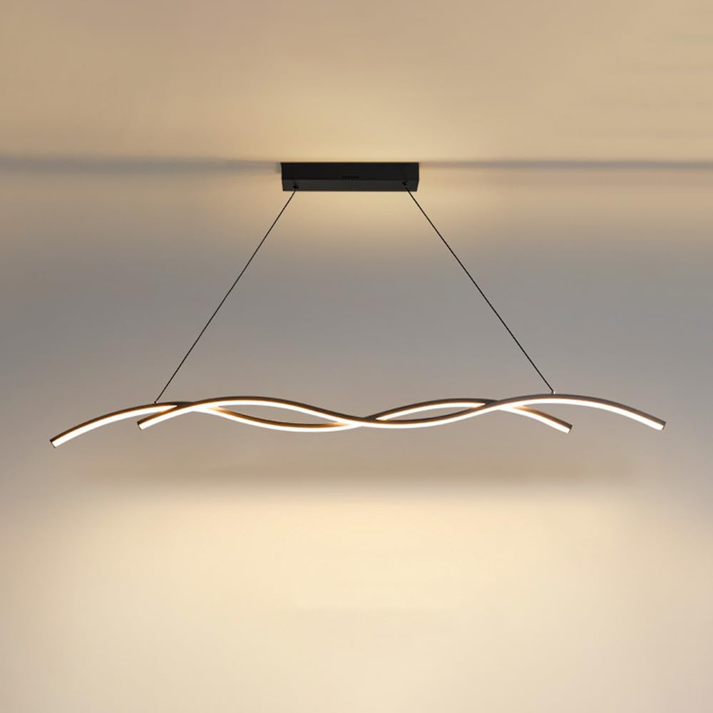 Liniowa lampa wisząca LED Macha żyrandolem Lampa sufitowa Minimalistyczna wyspa kuchenna Oprawa oświetleniowa Jadalnia Oprawa oświetleniowa nad stołem Wiszące żyrandole w trybie 3 kolorów LWX