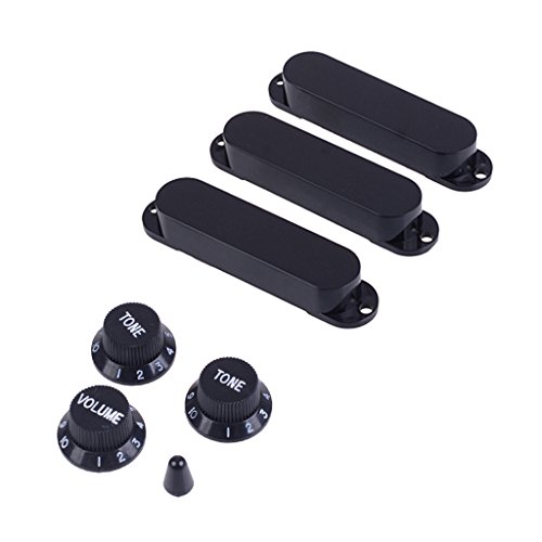 3pcs Pickup Cover Abdeckung Tonabnehmer Kappe + Gitarre Potiknöpfe, 1 + 2 - E-Gitarre, Schwarz