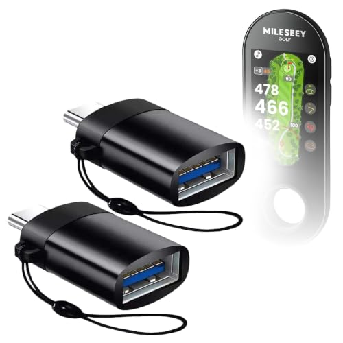BoxWave Cable Compatible with Mileseey GeneSonic Go Handheld Golf GPS Rangefinder - USB-C to A PortChanger (2-Pack), USB Type-C OTG USB Portable Keychain - Slate Black image 3