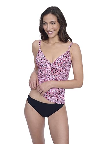 Profile by Gottex Solid Elegant and Classy V-Neck Surplice Tankini Bathing Suit Top with Soft Cups and Adjustable Straps