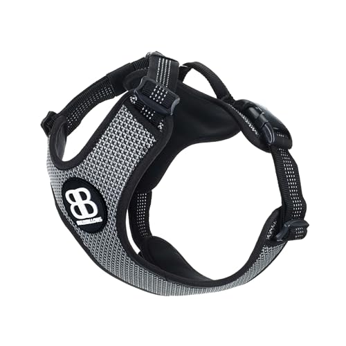 BullyBillows Active Light Dog Harness With Handle | Premium Dog Harness With Padded Lining & Highly Reflective Dog Harness Suitable For All Dog Breeds | Black Medium