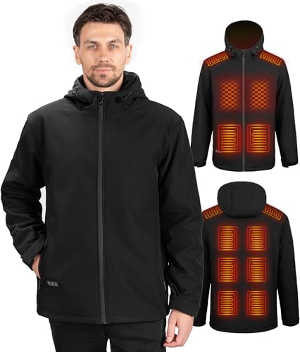 rowcros Heated Jackets for Men - 12 Heating Zones, 2025 Winter Soft Heating Coat with Detachable...