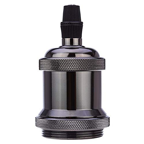 Edison E27 Adaptador Portalámparas Sólido cerámic Soporte de lámpara de aluminio para colgante techo vintage, soporte de iluminación (Negro)