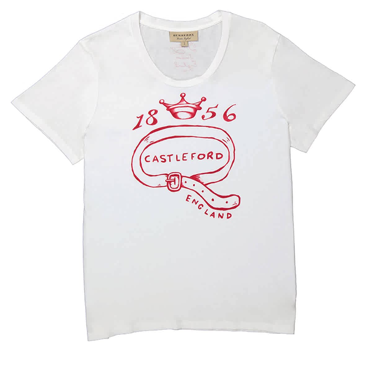 Burberry Ladies White Castleford Print T-shirt, Brand Size Large