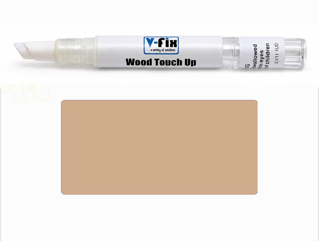 V-Fix Tan Wood Furniture Repair Paint Pen - Touch Up Scratches, Chips & Scuffs On Tables, Chairs, Cabinets, Kitchen Cupboards, Wardrobes & Veneer - Matt Finish - 3Ml (Tan)