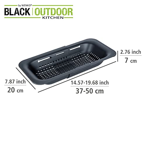 Foto von WENKO Spülbeckensieb Mod. Sivo, ausziehbares Küchensieb für Spülbecken, aus Kunststoff in Schwarz, ideal zum Waschen von Obst und Gemüse, Black Outdoor Kitchen