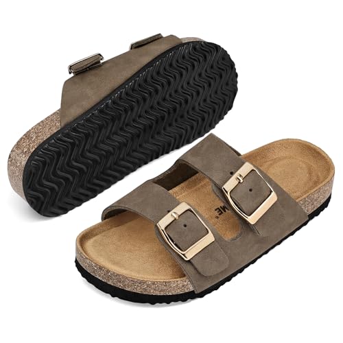 Image of K KomForme Kid Sandals Boy Girl Cork Footbed Slide with Adjustable Strap | Open-toe, Comfort