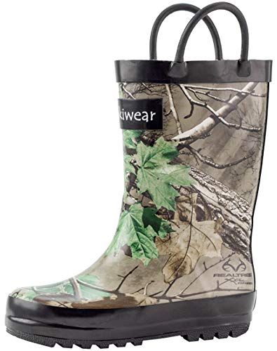 OAKI Toddler Rain Boots – Lightweight Waterproof Rubber Boots for Kids with Easy-On Handles – Durable Kids Outdoor Footwear, Xtra Green Camo, 10T Toddler