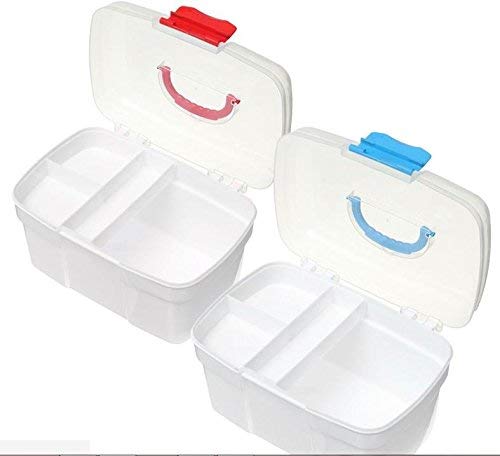 Empty First Aid Kit Family Medicine Chest Storage Box Household Plastic Drug Holder Case Medicine Cabinet (Blue-Small Size) - Thumbnail 3