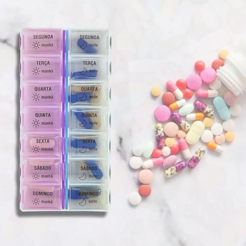 Henniu Estojo de Remédios Caixa de Remédios Organizador de Comprimidos Lembrete de Medicamentos Reci