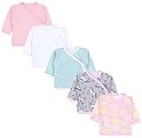 Cómodas blusas de bebés de manga larga. Disponibles en atractivos paquetes de 5.