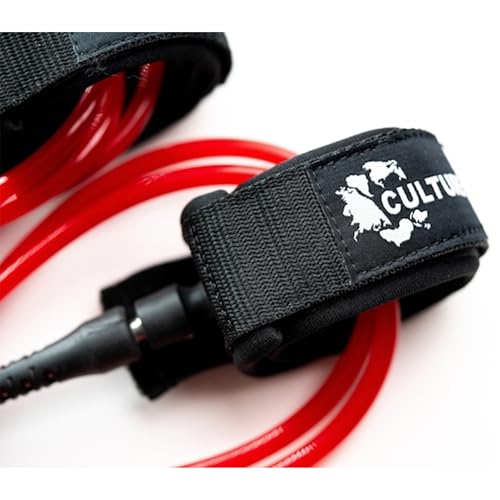 Culture Supply Surfboard Surf Leash (6 Sizes - 5 Colors): 6ft Comp | 6 ft Reg | 7ft | 8ft | 9ft | 10ft (Red, 8ft (7mm Cord)) by Culture Supply - Used condition - Image 2