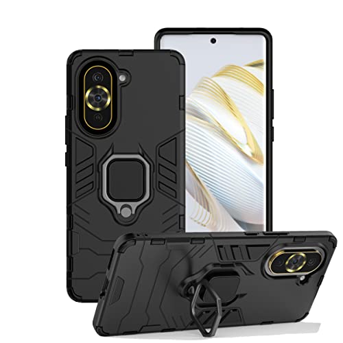 Zmone Phone Case For Huawei Nova 10 Case Heavy Duty Dual Layer Military Grade Shockproof Protective Cover With Magnetic Ring Kickstand - Black #TOP12
