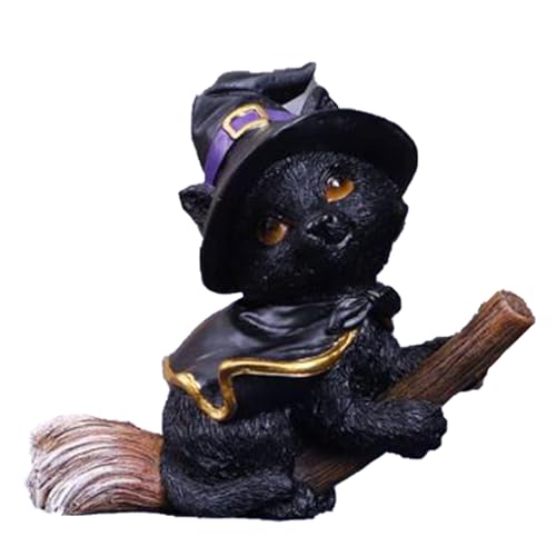 Stgbcst Statuetta decorativa a forma di gatto nero, 10 x 6 x 11 cm, decorazione per Halloween, per esterni, per interni ed esterni, decorazione da giardino (tipo A)
