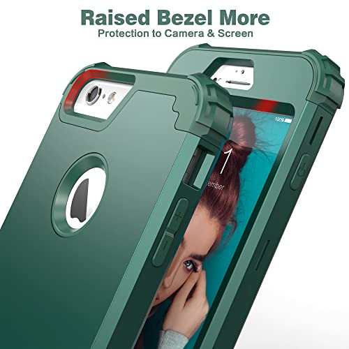 IDweel for iPhone 6S/6 Plus Case with Screen Protector,Graphite Green/Green | Hybrid 3 in 1 Heavy Duty Protection, Shock Absorption Hard PC & Soft Silicone Bumper, Full Body Protective Case Women Girls - image 7