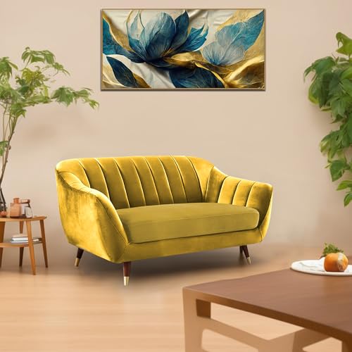 Image of Casaliving Anyse 2 Seater Sofa Set for Living Room (Yellow Fabric) Premium Fabric Sofa Set for Living Room | Hall