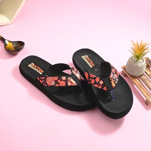 Image of DOCTOR HEALTH SUPER SOFT Women Stylish Printed Flip Flops | Soft Cushioned Everyday Wear Slippers for Women | Lightweight Anti-Slip Casual Thong Sandals