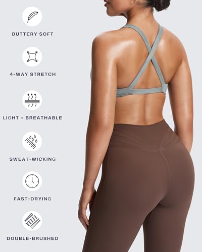 Image of Aoxjox Women's Workout Sports Bras Fitness Satara Low Impact Bra Yoga Crop Tank (Grey, Small)