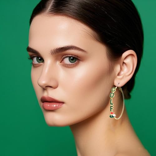 Golf Hoop Earrings for Women Golf Ball Tee Bag Cart Earring Statement Golf Themed Earrings Putting Green Earrings Sport Game Day Golf Accessories Outfits Jewelry Gifts2