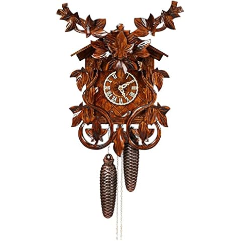 River City Clocks Eight Day Cuckoo Clock with Hand, Carved Vines and Leaves Cover