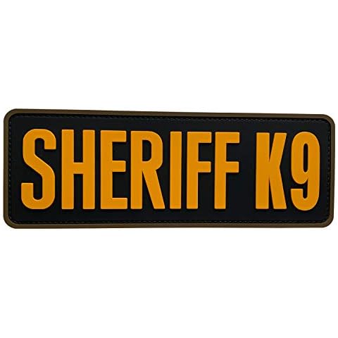 uuKen Gold Yellow PVC Sheriff K9 Patch 8.5x3 inches for Training Tactical Vest Uniform Bags Backpacks Plate Carrier (Black and Yellow, L 8.5"x3") Cover