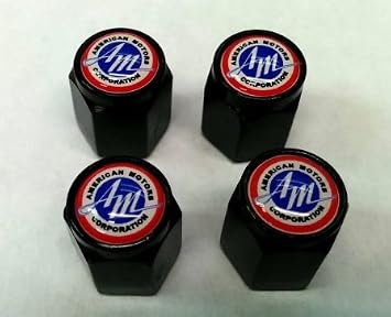 American Motors Corporation AMC Valve Stem Caps Black - AM