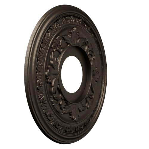 Image of Ekena Millwork 13 inchOD x 3 1 /2 inchID x 3 /4 inchP Baltimore Thermoformed PVC Ceiling Medallion (Fits Canopies up to 5 1 /4 inch), Metallic Black Night