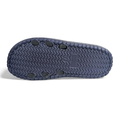 Image of Ovee slide Slip-On Sandals, Black, Textured Footbed with Logo Strap