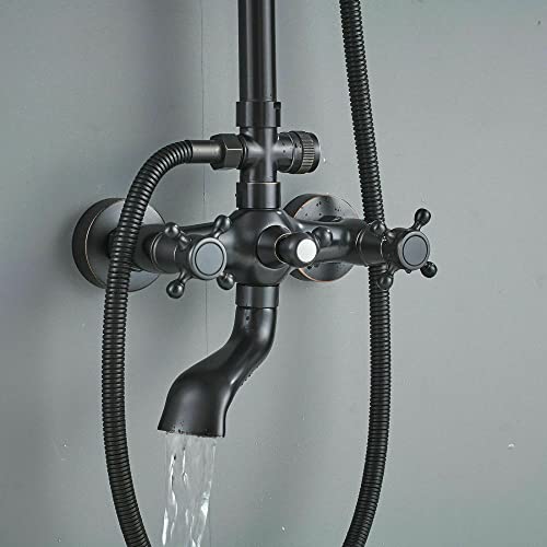 Robinet de douche pommeau 8" douchette à main bronze mélangeur bain - 7