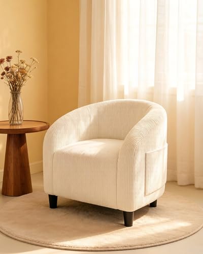 GarveeHome Barrel Accent Chair Corduroy Club Chair Elegant Armcha...