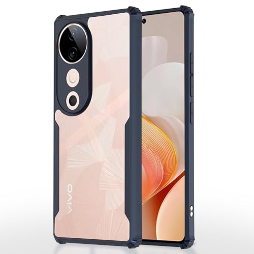 Image of Pikkme Crystal Clear Transparent Back | Ultra Hyrbid | Full Camera Protection | Raised Edge | Bumper Back Case for Vivo S19 5G (Blue)