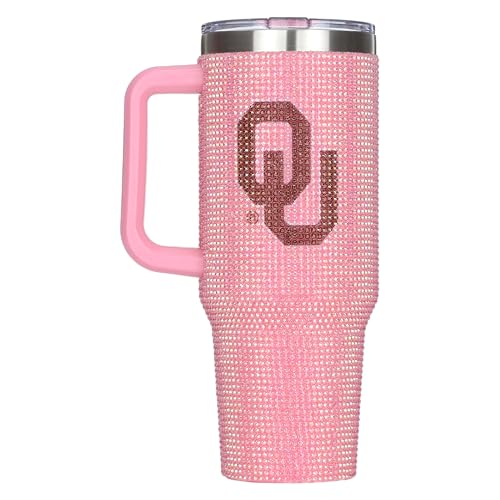 Image of The Memory Company Officially Licensed 40oz Pink Bling Game Day Tumbler, University of Oklahoma