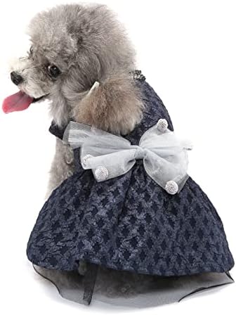 Luwsldirr Puppy Dress Summer Kitty Clothes Dog Outfits Elegant Comfortable Navy Blue S