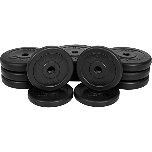 GYRONETICS® Hantelscheiben - 30 kg Set : 2x5. 2x10 oder 2x5, 6x2,5, 4x1,25 kg Gewichte, 25 mm Bohrung, Kunststoff - Gewichtsscheiben, Hantelscheiben-Set, Hantelset