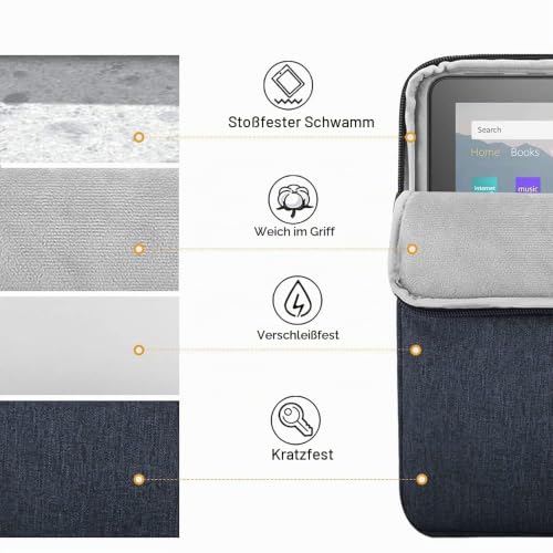 TiMOVO 8-9 Zoll Tablet-Tasche mit Taschen, Space Grau – Ansicht 6